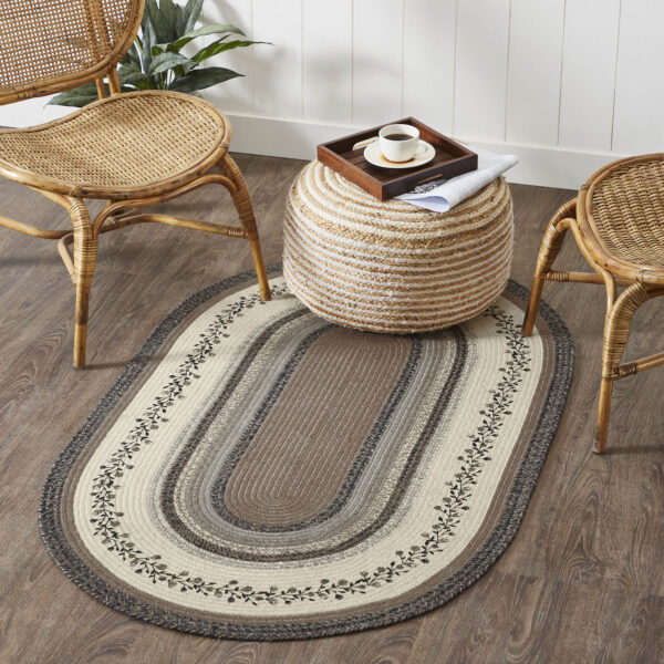 VHC-83421 - Floral Vine Jute Oval Rug w/ Pad 36x60