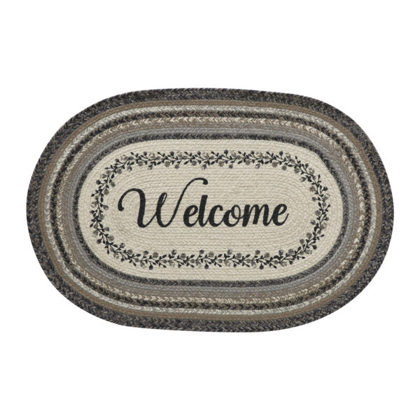 VHC-83419 - Floral Vine Jute Oval Rug Welcome w/ Pad 20x30