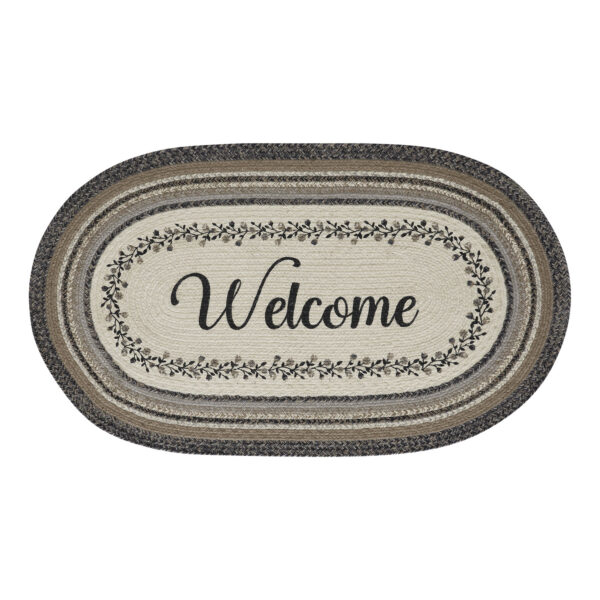 VHC-83420 - Floral Vine Jute Rug Oval Welcome w/ Pad 27x48