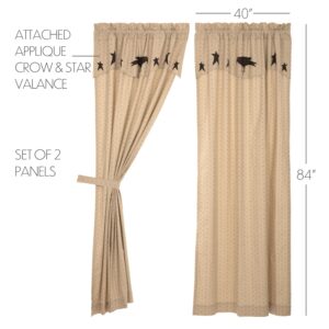 VHC-45791 - Kettle Grove Panel with Attached Applique Crow and Star Valance Set of 2 84x40