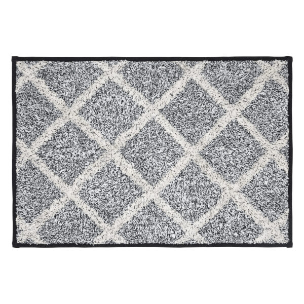 VHC-80519 - Frayed Lattice Creme & Black Bathmat 20x30