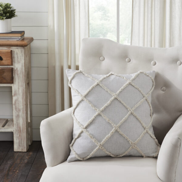 VHC-80521 - Frayed Lattice Oatmeal Pillow Cover 20x20