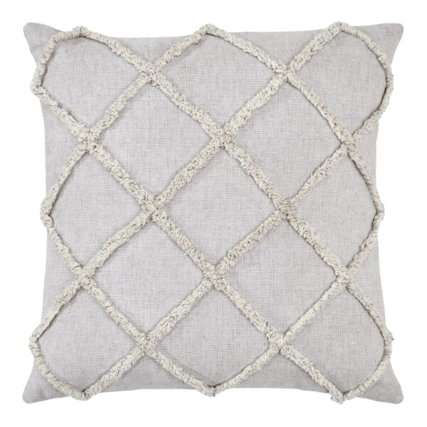 VHC-80521 - Frayed Lattice Oatmeal Pillow Cover 20x20