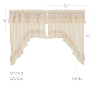 VHC-51378 - Muslin Ruffled Unbleached Natural Swag Set of 2 36x36x16