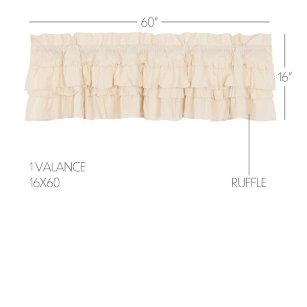 VHC-51991 - Muslin Ruffled Unbleached Natural Valance 16x60