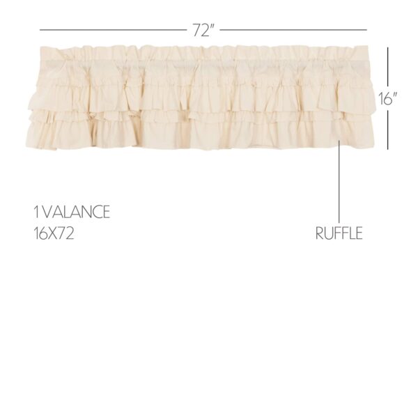 VHC-51992 - Muslin Ruffled Unbleached Natural Valance 16x72