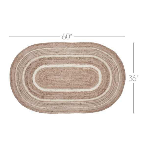 VHC-80371 - Natural & Creme Jute Rug Oval w/ Pad 36x60
