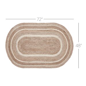 VHC-80372 - Natural & Creme Jute Rug Oval w/ Pad 48x72
