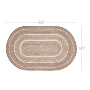 VHC-80373 - Natural & Creme Jute Rug Oval w/ Pad 60x96