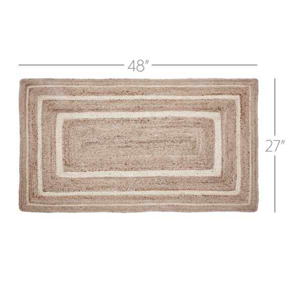 VHC-80375 - Natural & Creme Jute Rug Rect w/ Pad 27x48