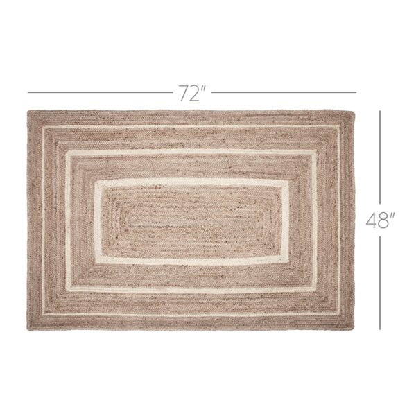 VHC-80377 - Natural & Creme Jute Rug Rect w/ Pad 48x72