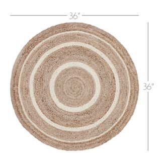 Farmhouse Natural & Creme Jute Rug w/ Pad 3ft Round by April & Olive