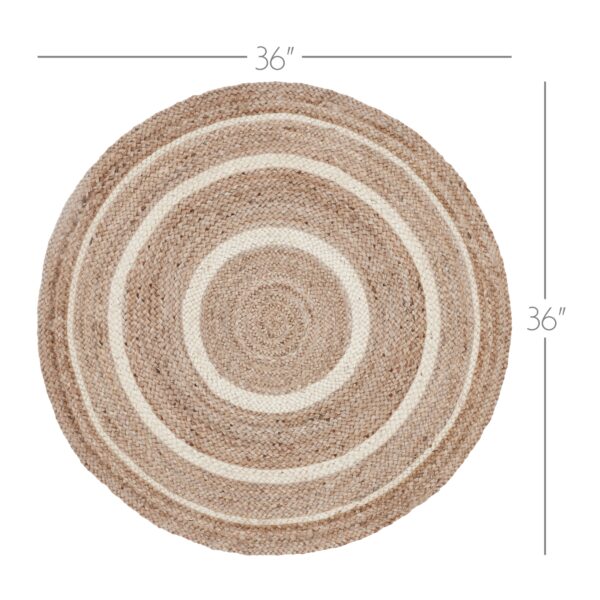 VHC-80379 - Natural & Creme Jute Rug w/ Pad 3ft Round