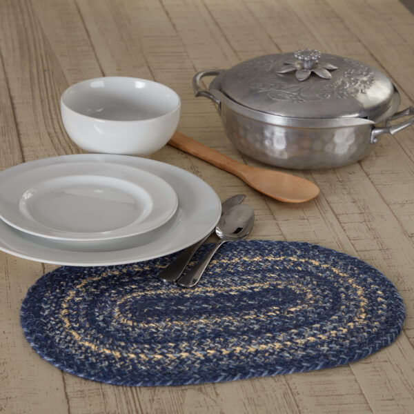 VHC-67100 - Great Falls Blue Jute Oval Placemat 10x15