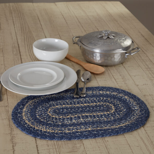 VHC-67098 - Great Falls Blue Jute Oval Placemat 12x18