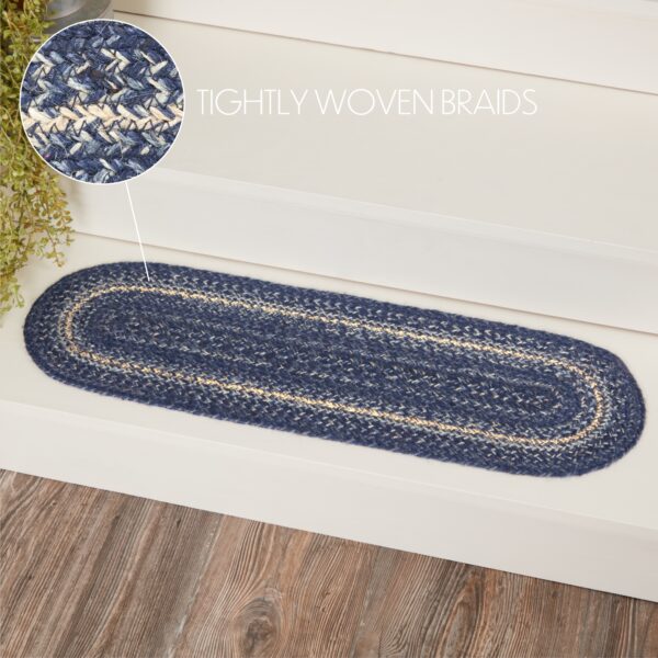 VHC-67077 - Great Falls Blue Jute Stair Tread Oval Latex 8.5x27