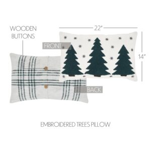 VHC-80424 - Pine Grove Plaid Embroidered Trees Pillow 14x22