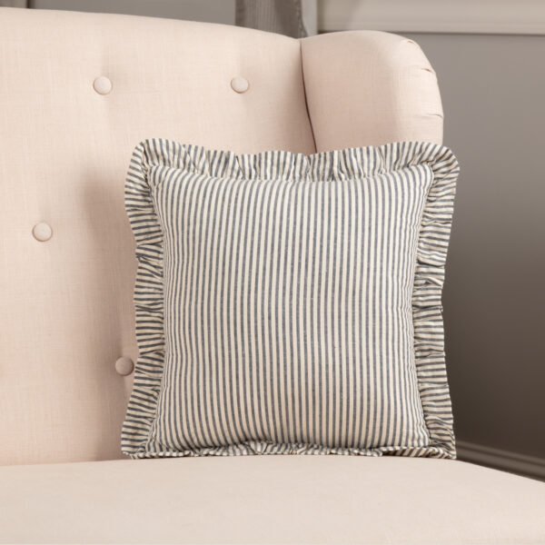 VHC-51227 - Hatteras Seersucker Blue Ticking Stripe Fabric Pillow 12x12