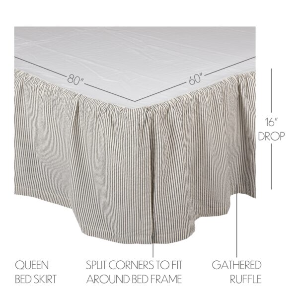 VHC-51858 - Hatteras Seersucker Blue Ticking Stripe Queen Bed Skirt 60x80x16