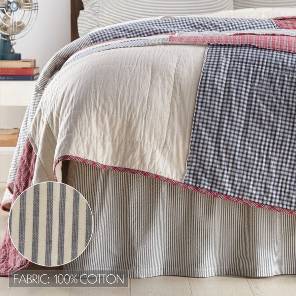 VHC-51859 - Hatteras Seersucker Blue Ticking Stripe Twin Bed Skirt 39x76x16
