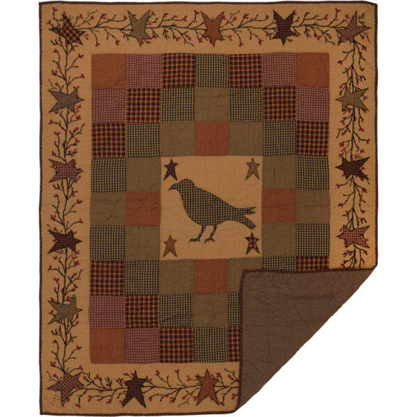 VHC-45786 - Heritage Farms Applique Crow and Star Quilted Throw 50x60