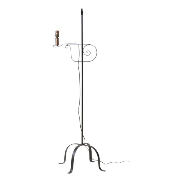 Black Wrought Iron Floor Lamp with Flame Tip