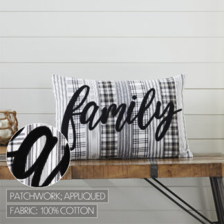 Farmhouse Sawyer Mill Black Family Pillow 14x22 by April & Olive