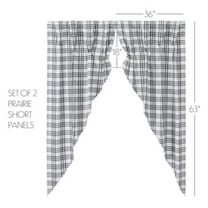 VHC-80470 - Sawyer Mill Black Plaid Prairie Short Panel Set of 2 63x36x18