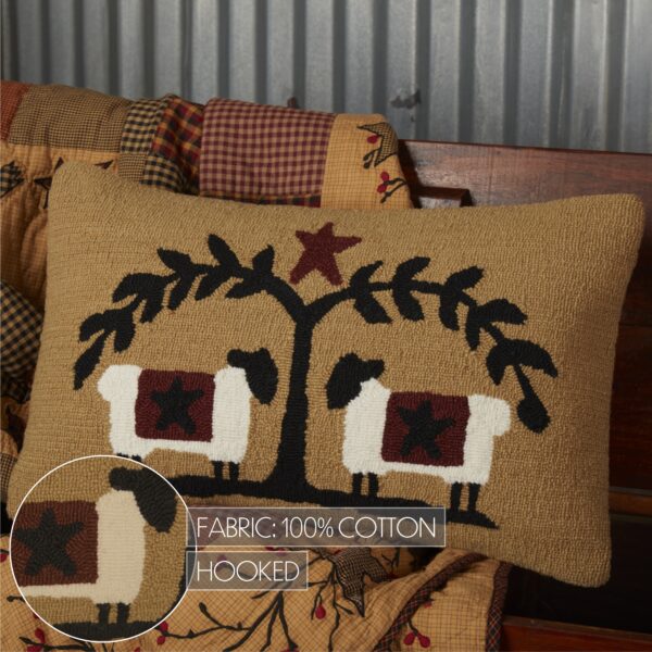 VHC-56697 - Heritage Farms Sheep and Star Hooked Pillow 14x22