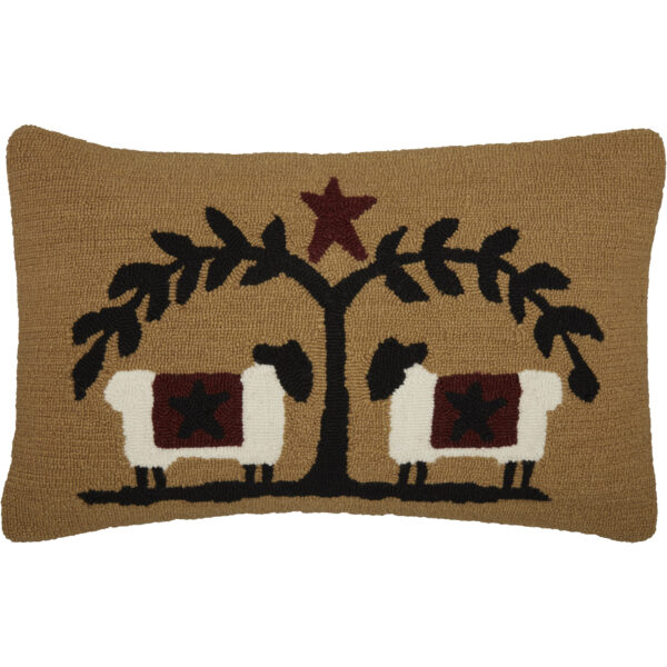 VHC-56697 - Heritage Farms Sheep and Star Hooked Pillow 14x22