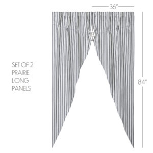 VHC-80482 - Sawyer Mill Black Ticking Stripe Prairie Long Panel Set of 2 84x36x18