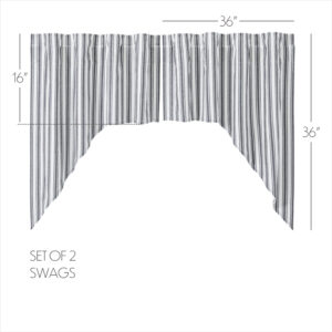 VHC-80485 - Sawyer Mill Black Ticking Stripe Swag Set of 2 36x36x16