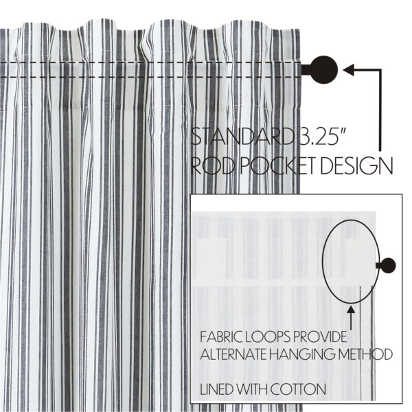 VHC-80490 - Sawyer Mill Black Ticking Stripe Valance 16x60