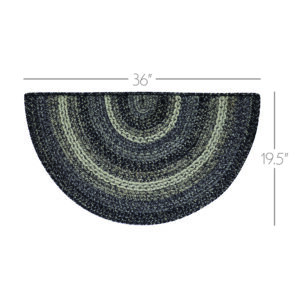 VHC-83534 - Sawyer Mill Black White Jute Rug Half Circle w/ Pad 19.5x36