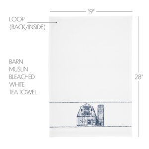 VHC-51291 - Sawyer Mill Blue Barn Muslin Bleached White Tea Towel 19x28