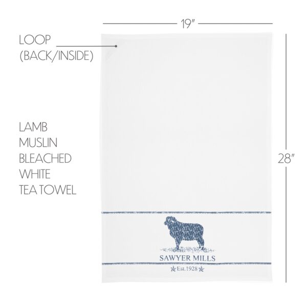 VHC-51290 - Sawyer Mill Blue Lamb Muslin Bleached White Tea Towel 19x28