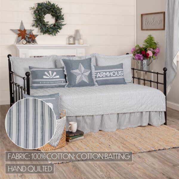 VHC-60151 - Sawyer Mill Blue Ticking Stripe 5pc Daybed Quilt Set (1 Quilt