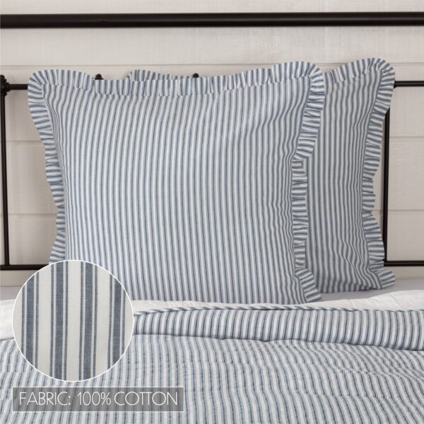 VHC-51269-Sawyer Mill Blue Ticking Stripe Fabric Euro Sham 26x26