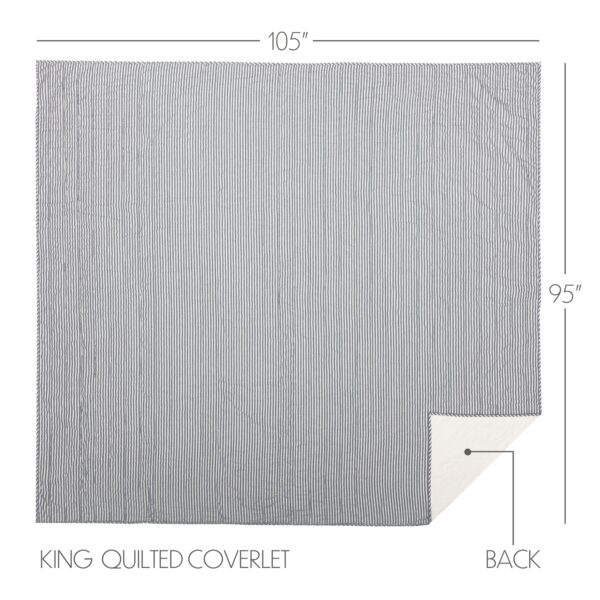 VHC-51902 - Sawyer Mill Blue Ticking Stripe King Quilt Coverlet 105Wx95L