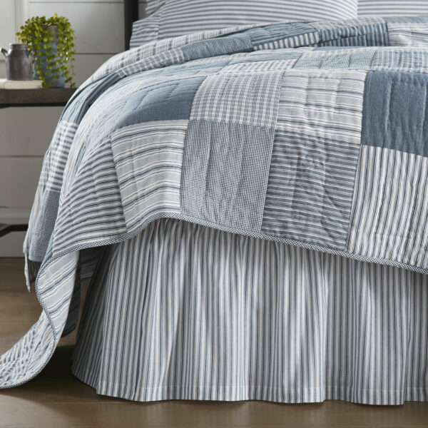 VHC-51906 - Sawyer Mill Blue Ticking Stripe Queen Bed Skirt 60x80x16