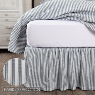 Sawyer Mill Blue Ticking Stripe Twin Bed Skirt 39x76x16 by April & Olive