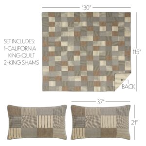 VHC-51701 - Sawyer Mill Charcoal California King Quilt Set; 1-Quilt 130Wx115L w/2 Shams 21x37