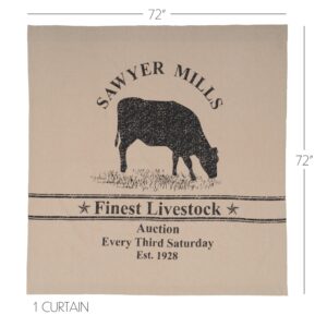 VHC-45800 - Sawyer Mill Charcoal Cow Shower Curtain 72x72