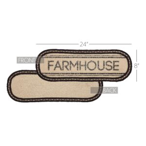 VHC-45735 - Sawyer Mill Charcoal Creme Farmhouse Jute Oval Runner 8x24