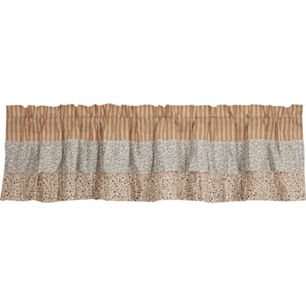 VHC-70153 - Kaila Ticking Gold Ruffled Valance 16x72