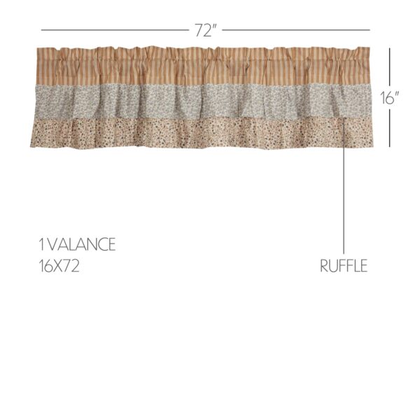 VHC-70153 - Kaila Ticking Gold Ruffled Valance 16x72