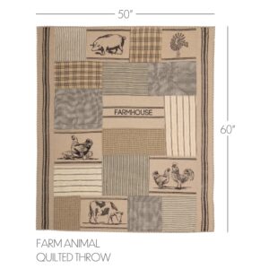 VHC-51295 - Sawyer Mill Charcoal Farm Animal Quilted Throw 50x60