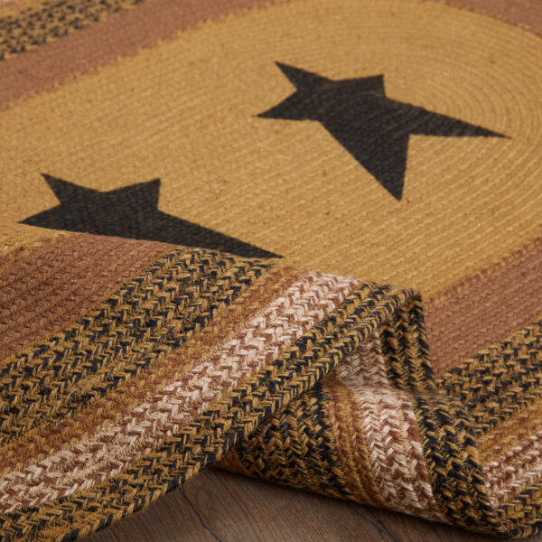 VHC-70715 - Kettle Grove Jute Rug Oval Stencil Star w/ Pad 36x60