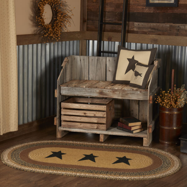 Kettle Grove Jute Rug Oval Stencil Star w/ Pad 36x60 - Image 6
