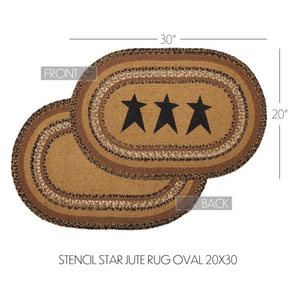 VHC-69698 - Kettle Grove Jute Rug Oval Stencil Stars w/ Pad 20x30